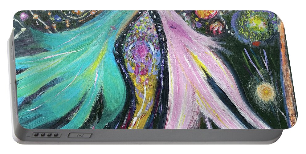 Fantasy Portable Battery Charger featuring the painting Faeries by David Feder