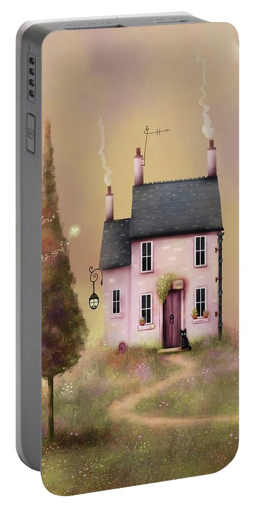 Fairy Portable Battery Charger featuring the painting Fairy Two Trees by Joe Gilronan