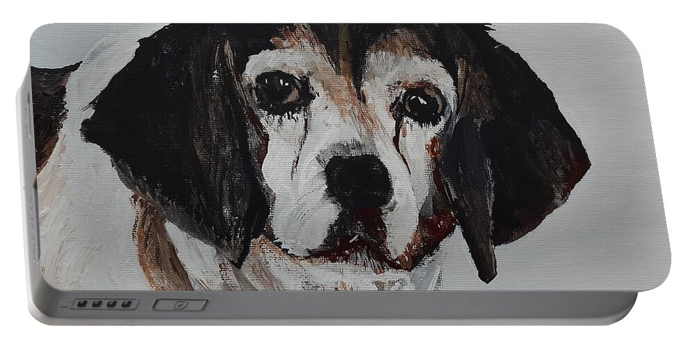 Family Pet Portable Battery Charger featuring the painting Faithful by Betty-Anne McDonald
