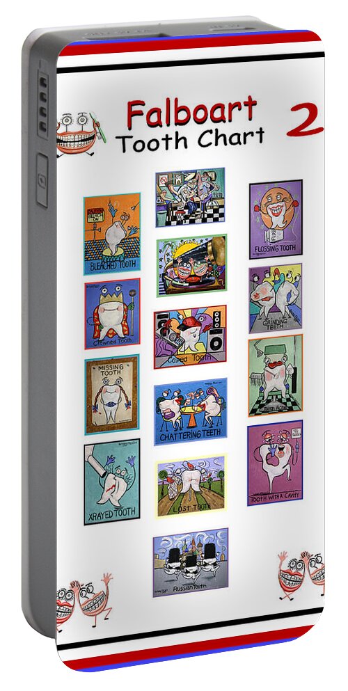 Falboart Tooth Chart 2 Portable Battery Charger featuring the painting Falboart Tooth Chart 2 by Anthony Falbo