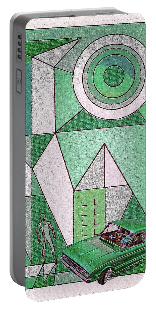 Falconer Portable Battery Charger featuring the digital art Falconer / Green Falcon by David Squibb
