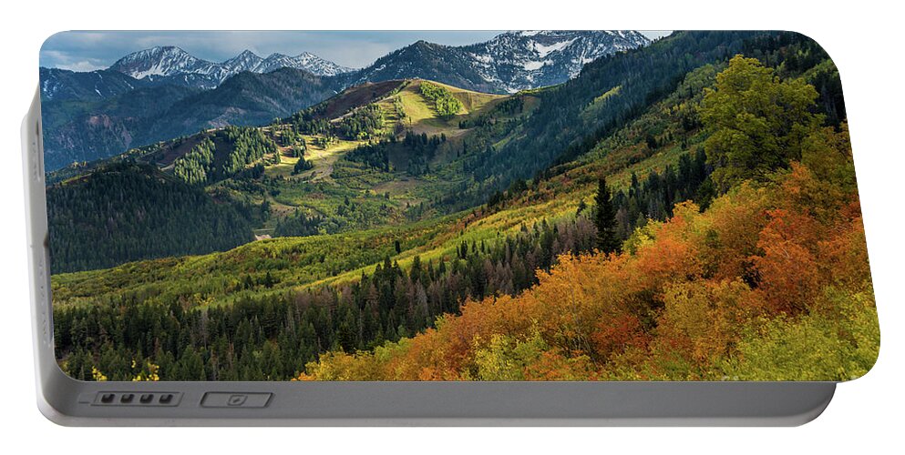 Wasatch Mountains Portable Battery Charger featuring the photograph Fall at Cascade Peak and Sundance from Alpine Loop 2 by Gary Whitton