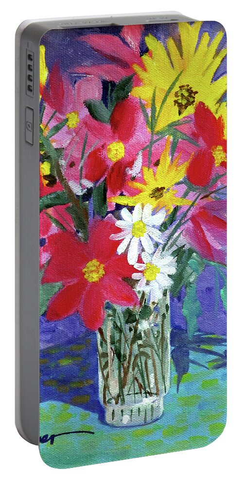 Flowers Portable Battery Charger featuring the painting Fall Collection by Adele Bower