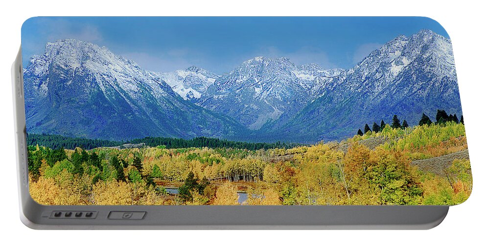 Grand Tetons National Park Portable Battery Charger featuring the photograph Fall Colored Aspens Grand Tetons National Park by Dave Welling