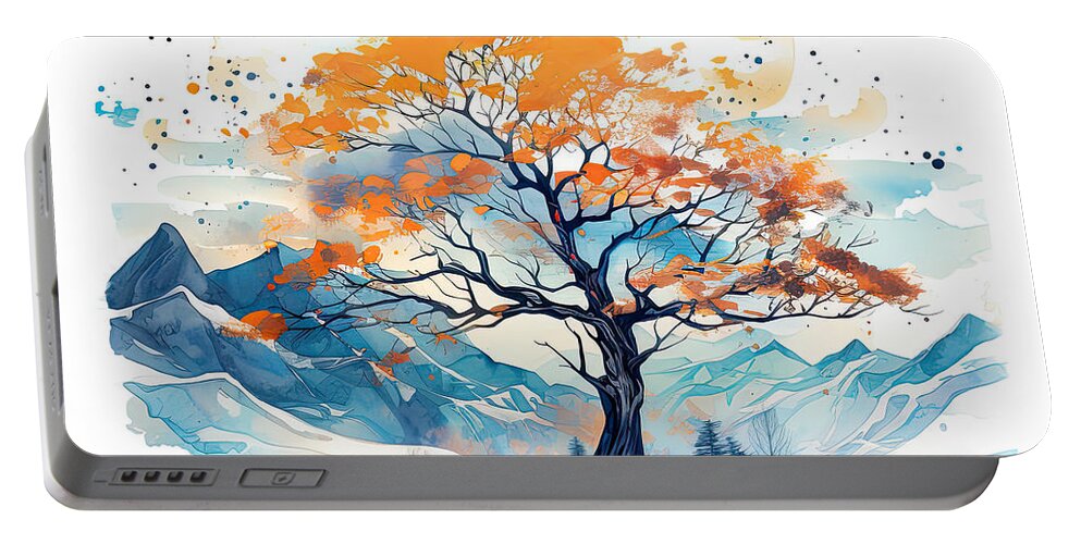 Four Seasons Portable Battery Charger featuring the digital art Fall Foliage by Lourry Legarde