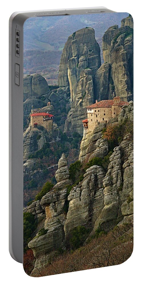 Meteora Portable Battery Charger featuring the photograph Fall in Meteora by Sean Hannon