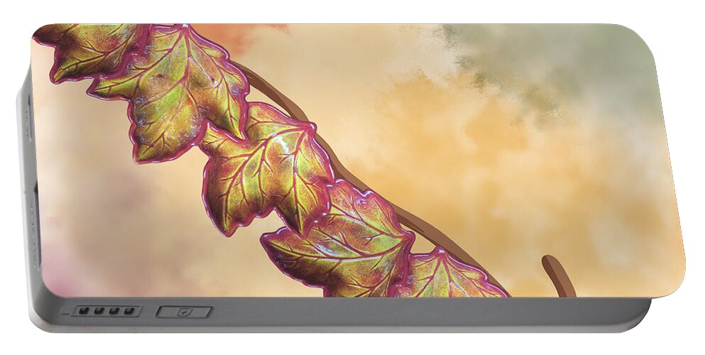 Ai Portable Battery Charger featuring the digital art Fall Leaves by Cindy's Creative Corner