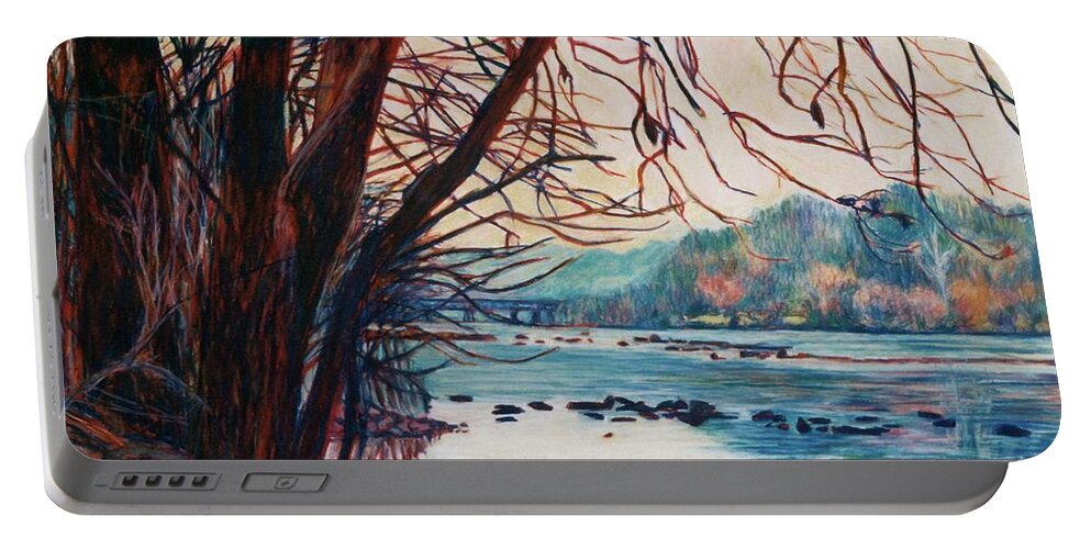 New River Portable Battery Charger featuring the pastel Fall on the New River by Kendall Kessler