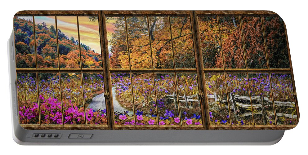 Clouds Portable Battery Charger featuring the photograph Fall Window View by Debra and Dave Vanderlaan