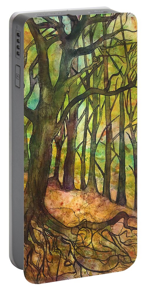 Woods Portable Battery Charger featuring the painting Family Roots by Janet Immordino