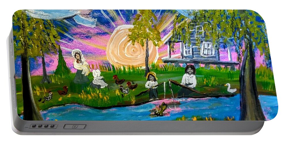Family's Angels Portable Battery Charger featuring the painting Family's Angels by Seaux-N-Seau Soileau