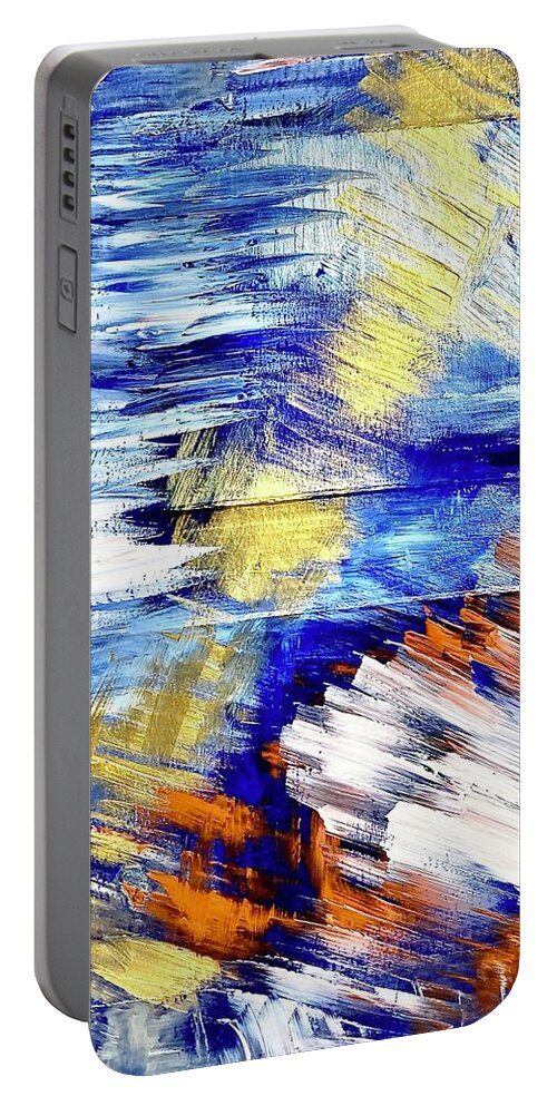 Painted Box To Fold Or Frame. Folded Dimensions Are: 5.25x8.5x1.5 In. Portable Battery Charger featuring the painting Fantasy Box II by David Euler