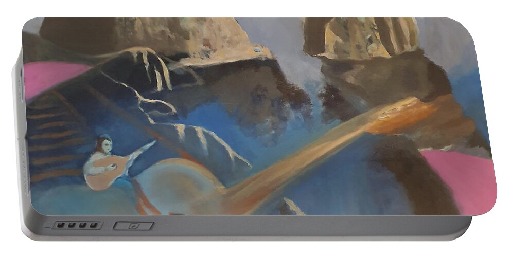 Guitars Portable Battery Charger featuring the painting Faraglioni Serenade by Enrico Garff