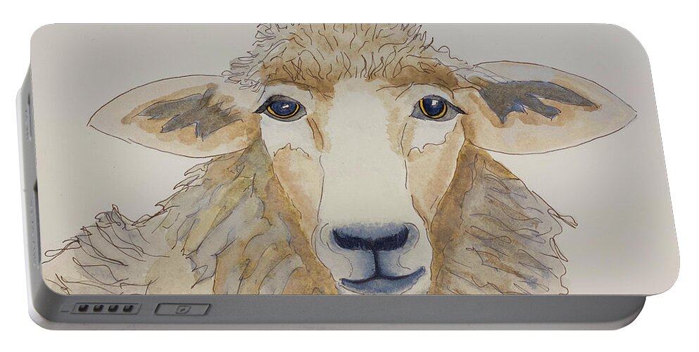 Sheep Portable Battery Charger featuring the painting Farm Sheep by Shirley Dutchkowski