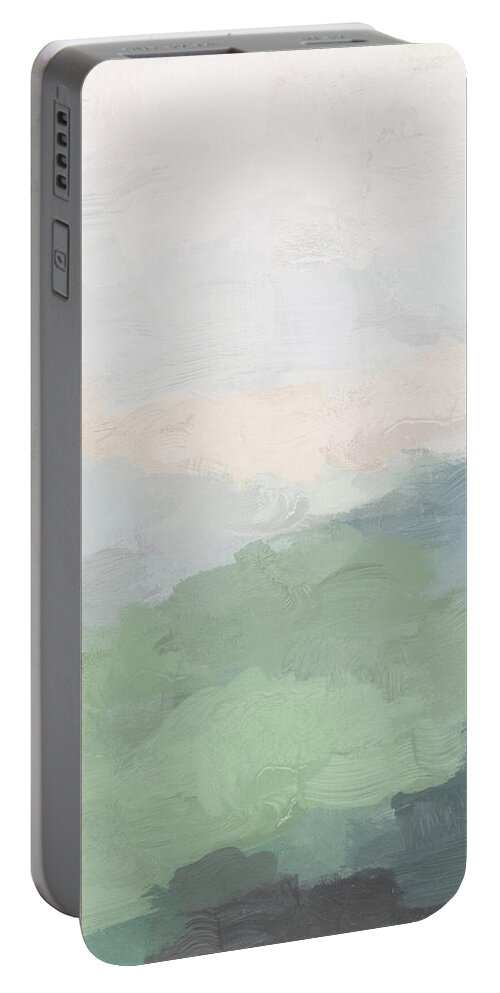 Seafoam Portable Battery Charger featuring the painting Farmland Sunset III by Rachel Elise