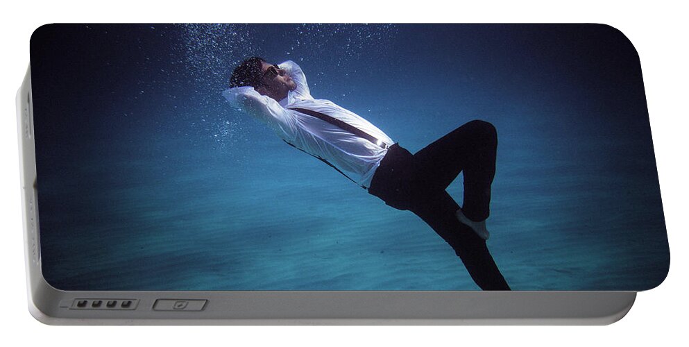Underwater Portable Battery Charger featuring the photograph Fashion Man by Gemma Silvestre