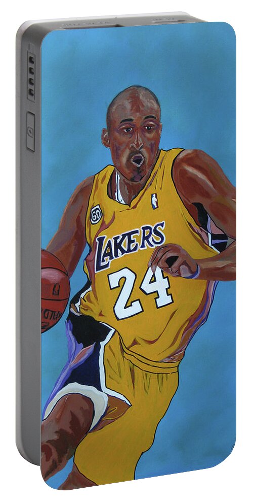 Kobe Bryant-nba Icon Portable Battery Charger featuring the painting Fast Break by Bill Manson