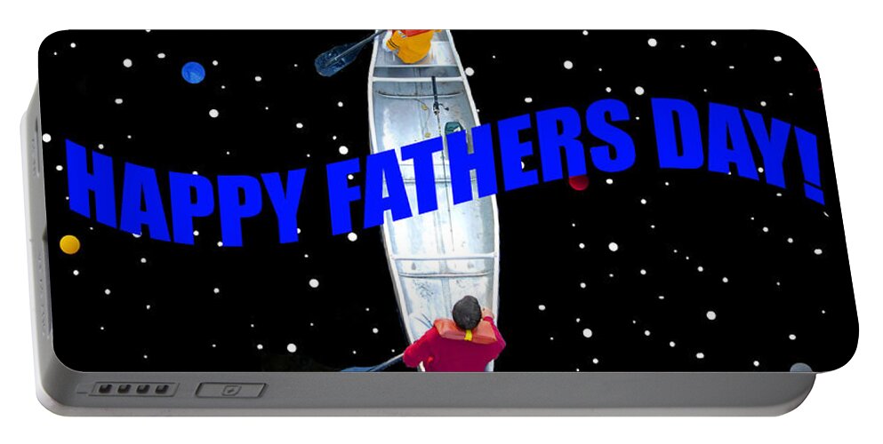 Happy Fathers Day Portable Battery Charger featuring the mixed media Father and son through time by David Lee Thompson