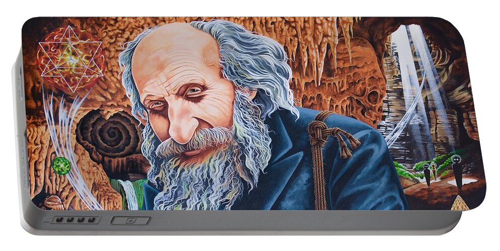 Father Crespi Portable Battery Charger featuring the painting Father Crespi's Aurum by Victor Rosario