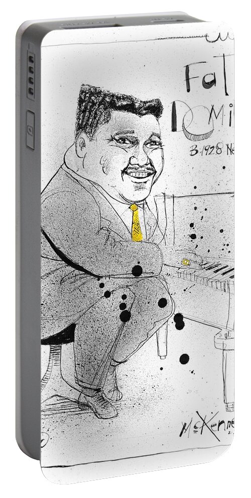  Portable Battery Charger featuring the drawing Fats Domino by Phil Mckenney