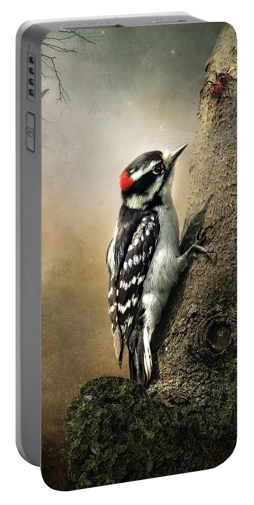 Birds Portable Battery Charger featuring the digital art Fearless by Maggy Pease