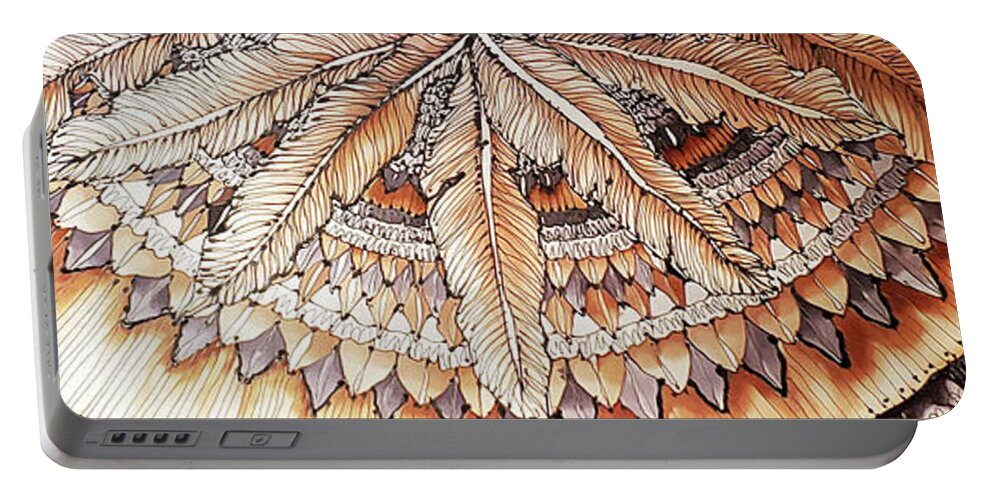 Hand Painted Silk Portable Battery Charger featuring the tapestry - textile Feather Shawl by Karla Kay Benjamin