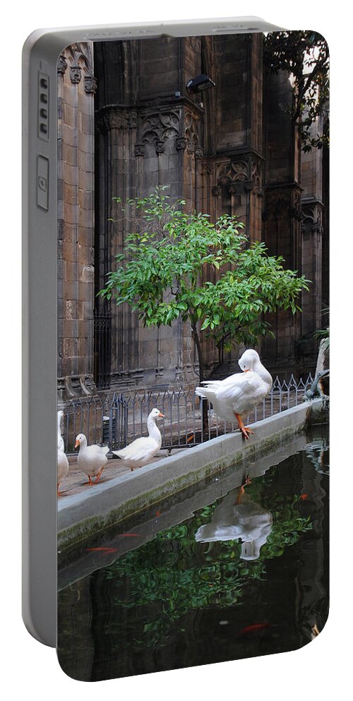 Cathedral Portable Battery Charger featuring the photograph Fine Feathered Cloister by Vallee Johnson