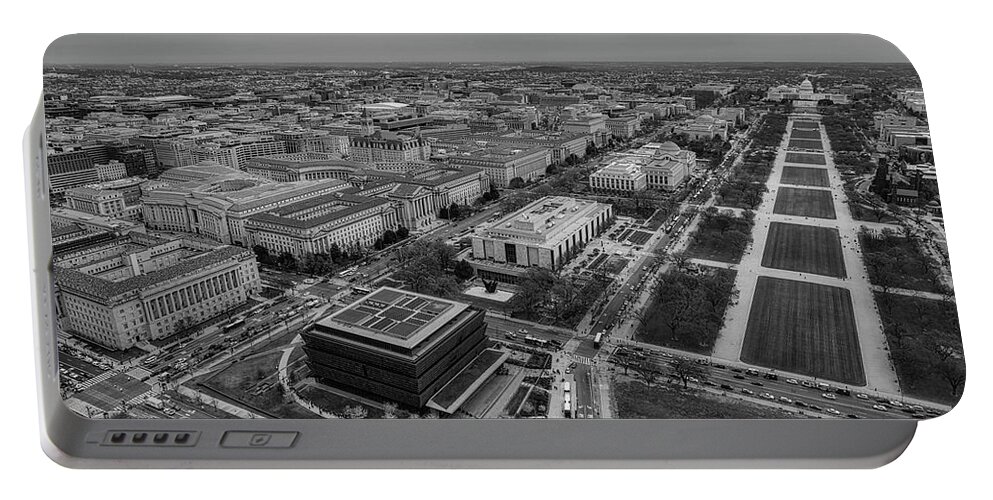 African American History Museum Portable Battery Charger featuring the photograph Federal Triangle Washington DC BW by Susan Candelario
