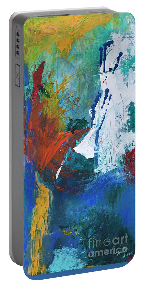 Abstract Painting Portable Battery Charger featuring the painting Feelings by Stella Levi