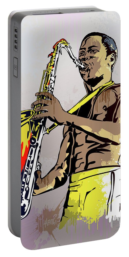Fela Kuti Portable Battery Charger featuring the digital art Fela Anikulapo Kuti by Anthony Mwangi