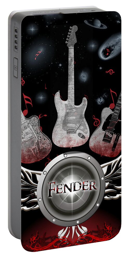Fender Portable Battery Charger featuring the digital art Fender Trilogy by Michael Damiani