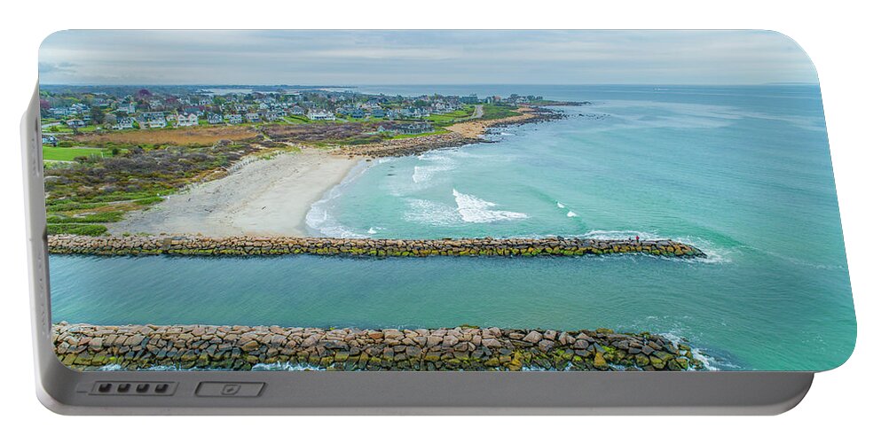 Fenway Beach Portable Battery Charger featuring the photograph Fenway Beach, Weekapaug #1 by Veterans Aerial Media LLC