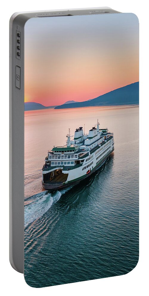 Sunset Portable Battery Charger featuring the photograph Ferry Sunset by Michael Rauwolf