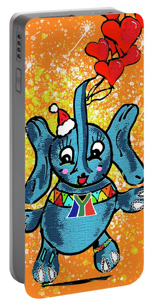 Cartoon Portable Battery Charger featuring the photograph Festive Baby Elephant with Balloons by Vanessa Thomas
