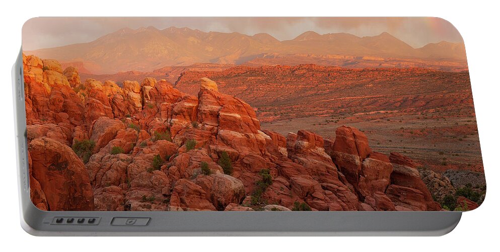 Fiery Furnace Portable Battery Charger featuring the photograph Fiery Furnace Sunset by Aaron Spong