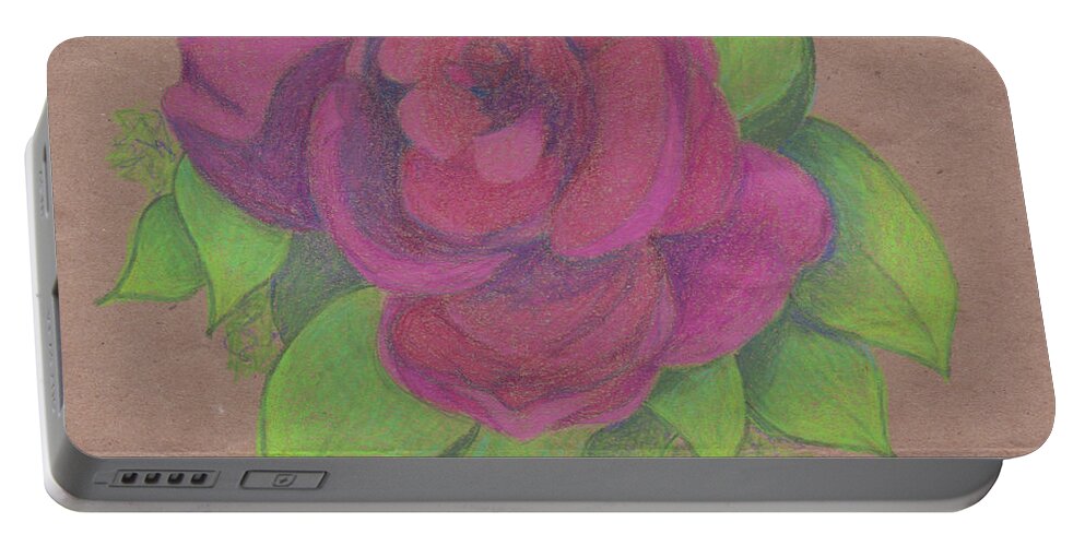 Rose Portable Battery Charger featuring the drawing Finding the Extraordinary by Anne Katzeff