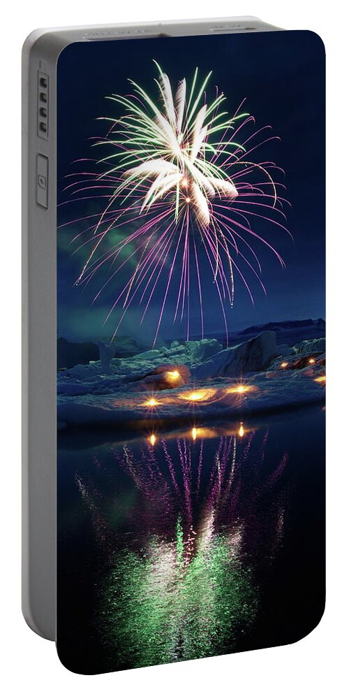 Fireworks Portable Battery Charger featuring the photograph Fire and ice #3 by Christopher Mathews
