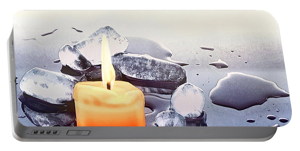 Candles Portable Battery Charger featuring the photograph Fire and Ice by Pennie McCracken