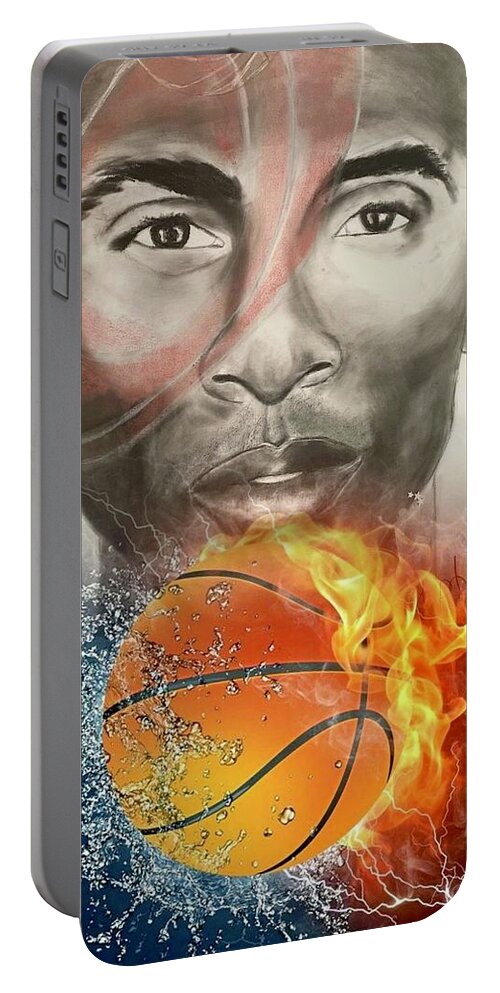  Portable Battery Charger featuring the mixed media Fire by Angie ONeal