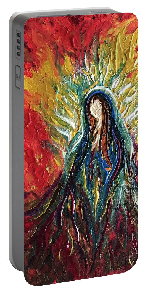 Goddess Portable Battery Charger featuring the painting Fire Within by Michelle Pier