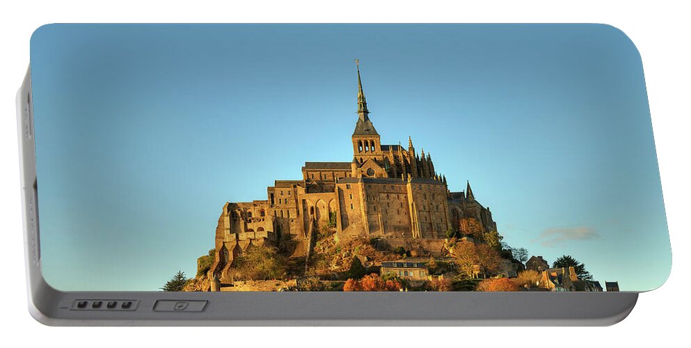  Mont Saint Michel Portable Battery Charger featuring the photograph First Impressions Mont Saint Michel Normandy France by Wayne Moran