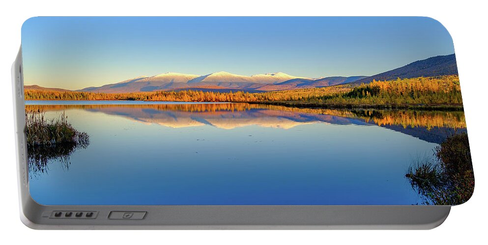 New Hampshire Portable Battery Charger featuring the photograph First Snow On the Presidential Range by Jeff Sinon