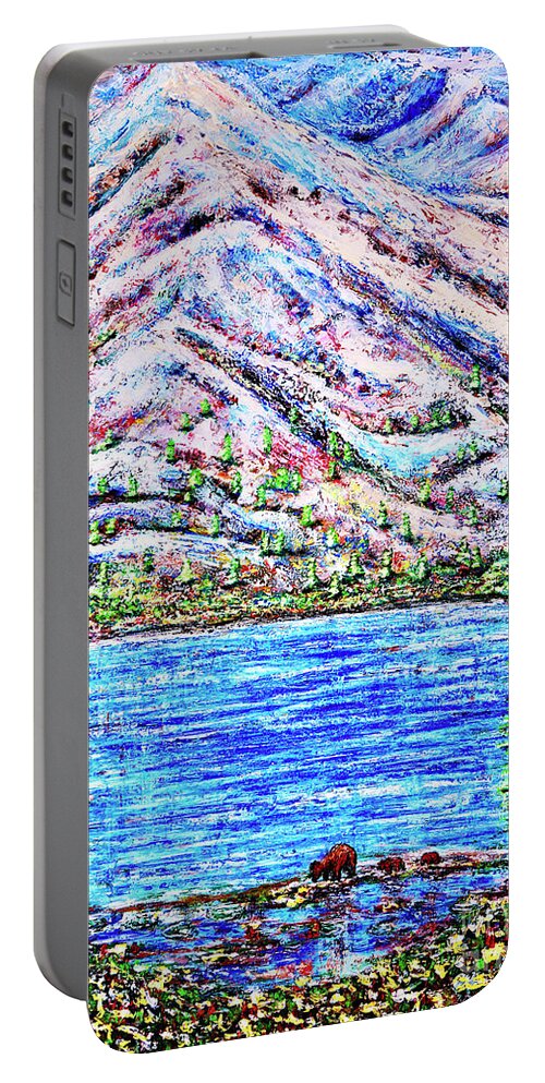Landscape Portable Battery Charger featuring the painting First Snow by Viktor Lazarev
