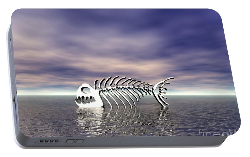 Fish Portable Battery Charger featuring the digital art Fish Bones by Phil Perkins