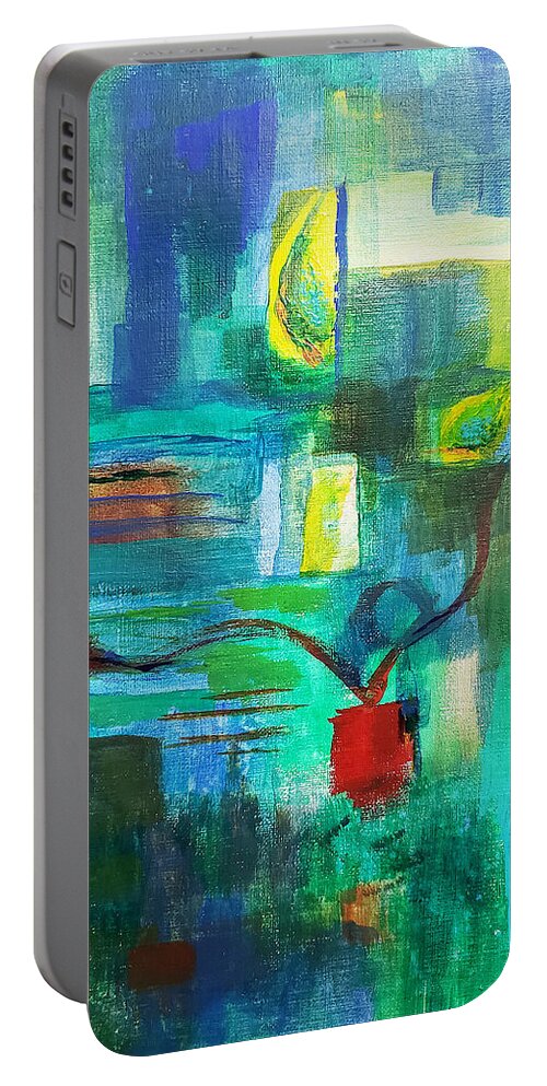 Abstract Portable Battery Charger featuring the painting Fish Eyed by Christine Bolden