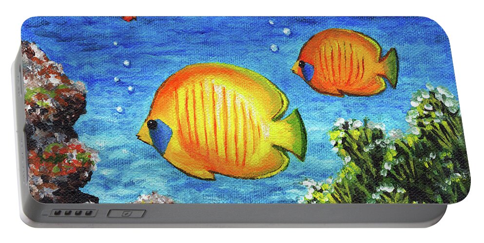 Fish Portable Battery Charger featuring the painting Fish by Lucie Dumas