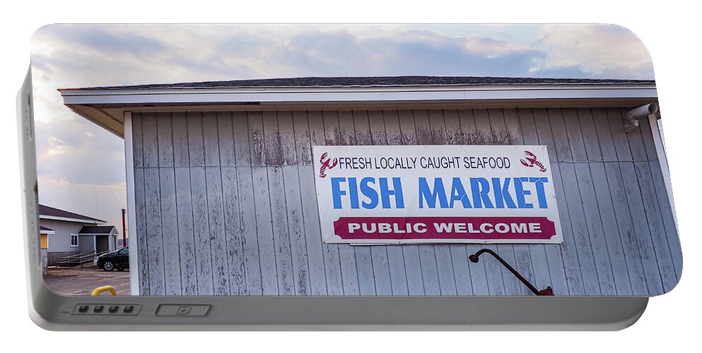 Fish Market Portable Battery Charger featuring the photograph Fish Market by Mary Capriole