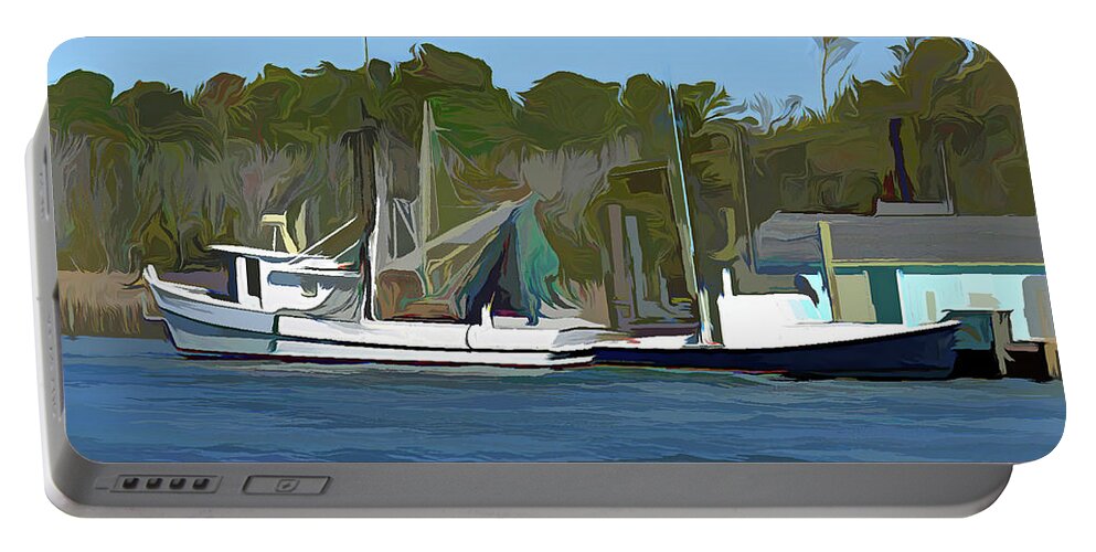 Boats Portable Battery Charger featuring the photograph Fishing Boats Resting in Abstract by Roberta Byram