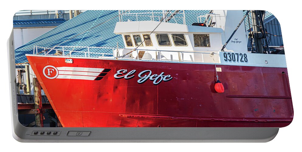 Fishing Portable Battery Charger featuring the photograph Fishing Vessel El Jefe at Dock in Beaufort NC by Bob Decker
