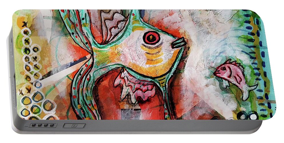 Fish Portable Battery Charger featuring the mixed media Fishy Stuff by Mimulux Patricia No